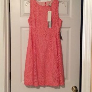 Pink lace overlay dress